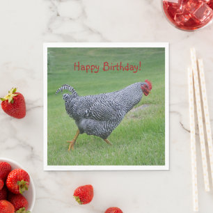 Happy Birthday Strolling Chicken Serviette
