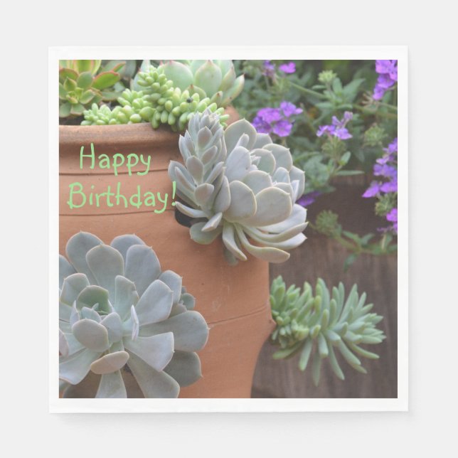 Happy Birthday Succulent Addict Serviette (Vorderseite)