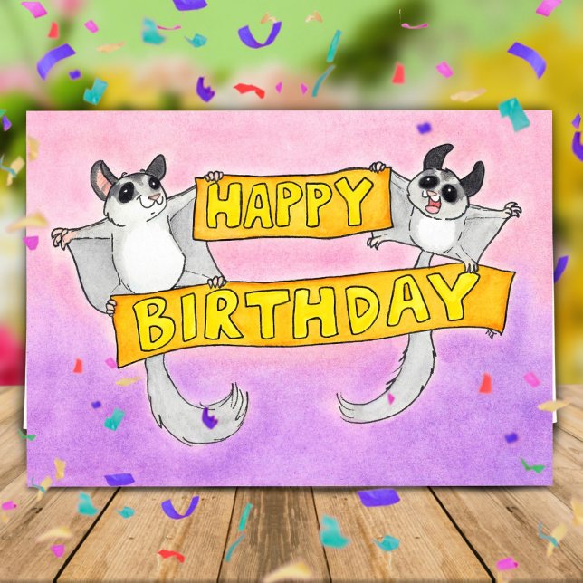 Happy Birthday Sugar Gliders Gruß Karte (Von Creator hochgeladen)