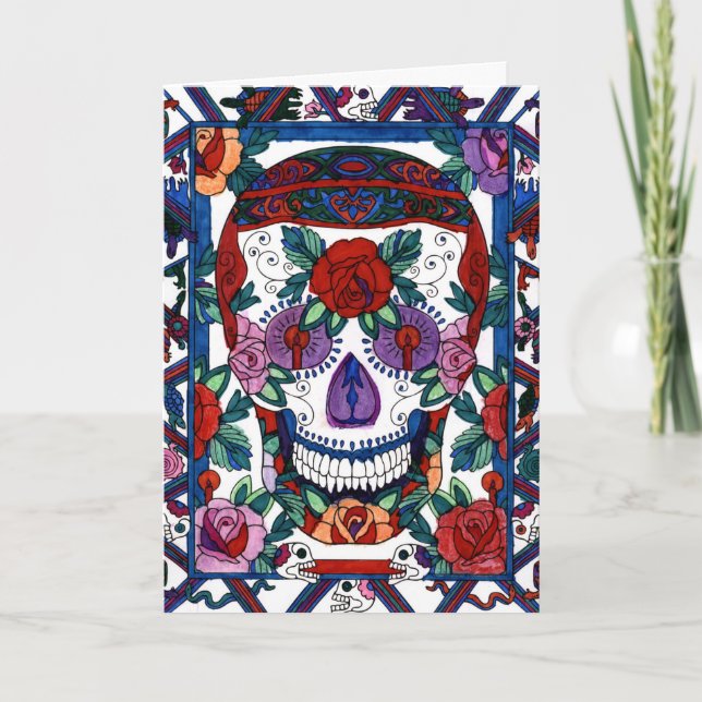 Happy Birthday Sugar Skull Card - DD3 Karte (Vorderseite)