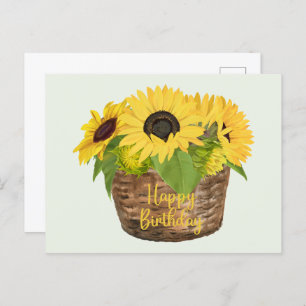 Happy Birthday Sunflower Basket Postkarte