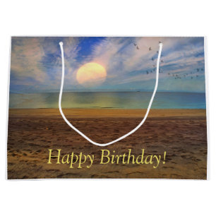 Happy Birthday Sunset Beach Große Geschenktüte