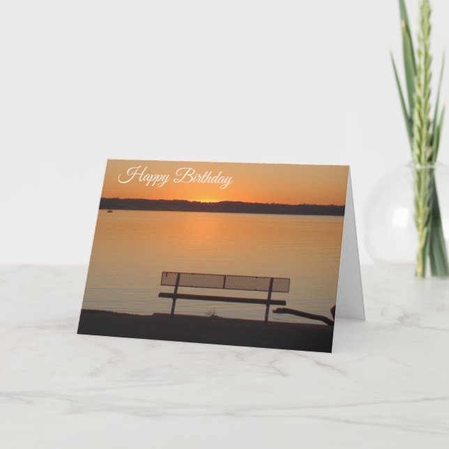 Happy Birthday Sunset over River Birthday Card Karte (Vorderseite)