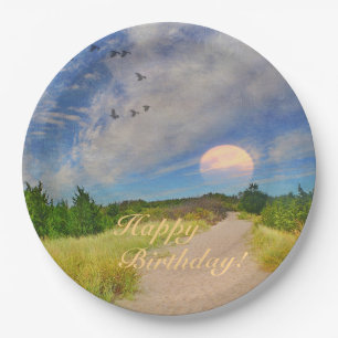 Happy Birthday Sunset Path To Beach Pappteller