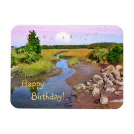 Happy Birthday Sunset Seashore Magnet