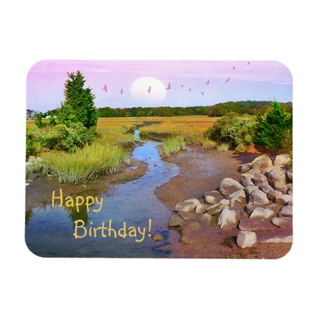 Happy Birthday Sunset Seashore Magnet (Horizontal)