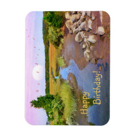 Happy Birthday Sunset Seashore Magnet