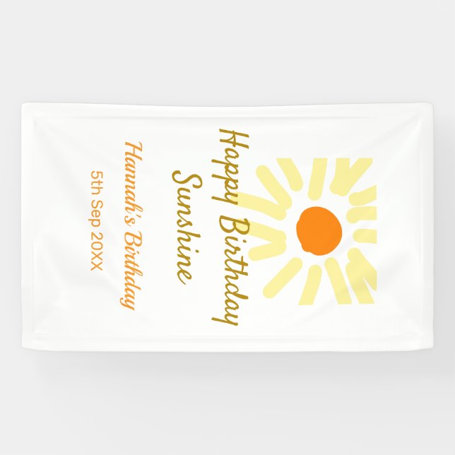 Happy birthday sunshine yellow orange birthday boh banner (Horizontal)