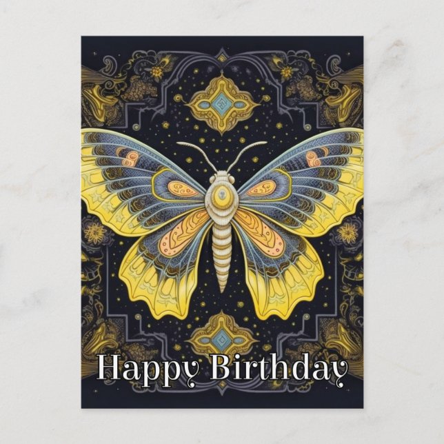 Happy Birthday Super Abstrakt Butterfly Design Postkarte (Vorderseite)