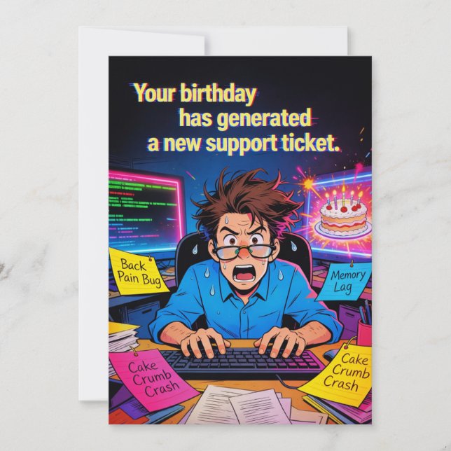 Happy Birthday Support Ticket Einladung (Vorderseite)
