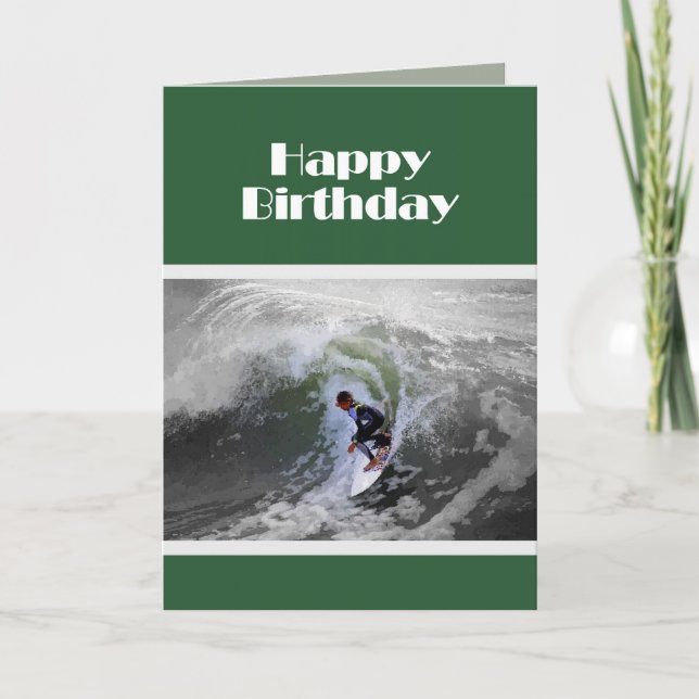 Happy Birthday Surfer Karte (Vorderseite)