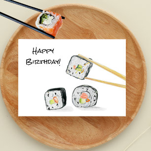Happy Birthday Sushi Rolls Illustration Karte