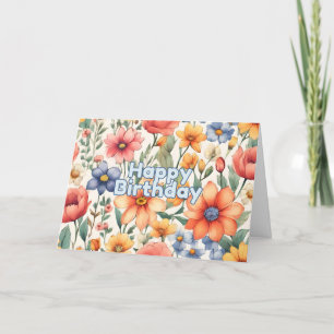 Happy Birthday Süße abstrakte Aquarellblumen  Feiertagskarte