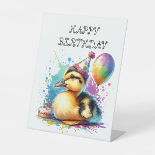 Happy Birthday süße Ente Tischschild Sockelschild