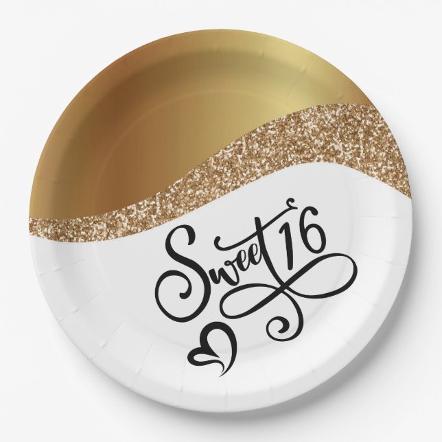Happy Birthday Sweet 16 Pappteller (Vorderseite)
