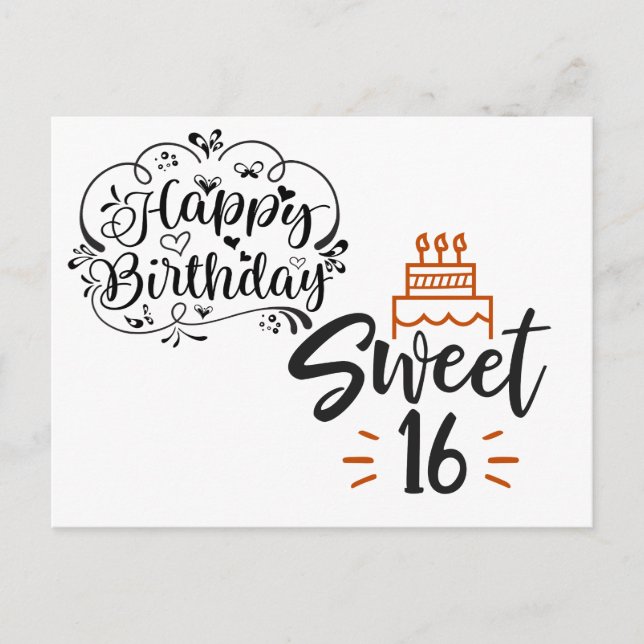 Happy Birthday Sweet 16 Postkarte (Vorderseite)