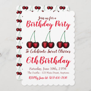 Happy Birthday Sweet Cherry Kirschen Früchte Print Einladung