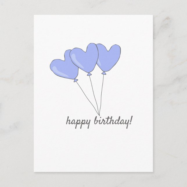 Happy Birthday Sweet Lila Heart Shaped Balloons Postkarte (Vorderseite)