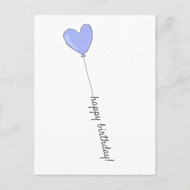 Happy Birthday - Sweet Lilac Heart Shaped Balloon Postkarte (Vorderseite)