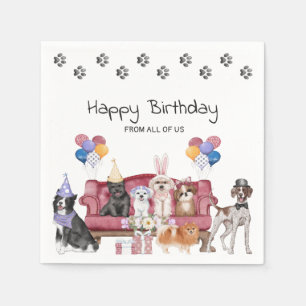 Happy Birthday Sweet Puppies Serviette