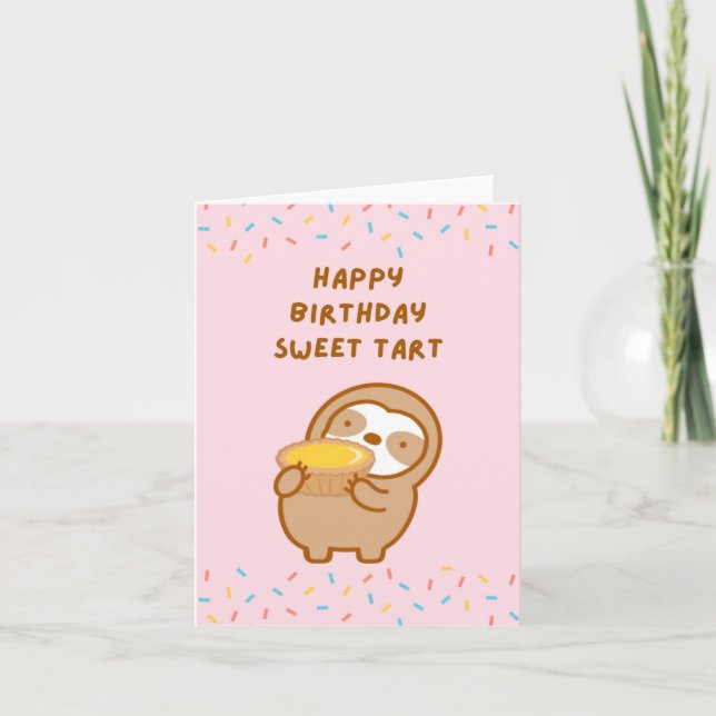 Happy Birthday Sweetheart Egg Tart Sloth Karte (Vorderseite)