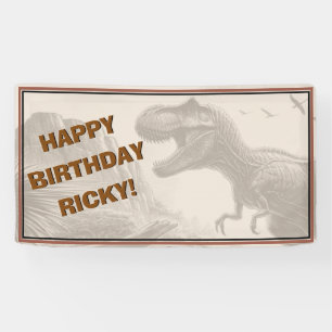 HAPPY BIRTHDAY T-rex Dinosaur Banner