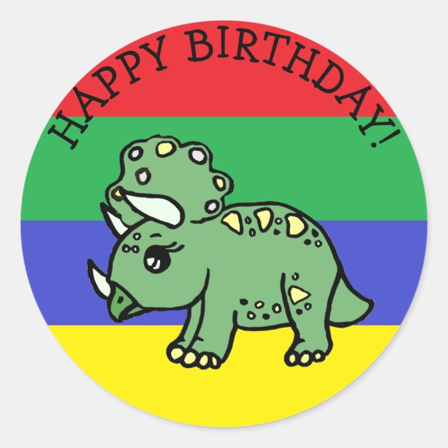 Happy Birthday T-Rex Dinosaur Runder Aufkleber (Vorderseite)