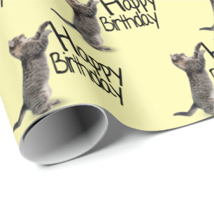 Happy Birthday Tabby Cat Spaß Geschenkpapier