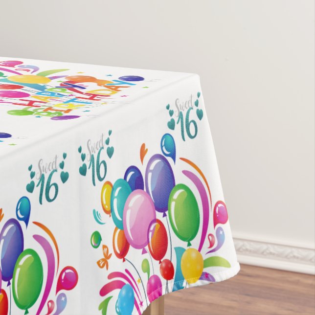 Happy Birthday Tablecloth 16 . Geburtstag Tischdecke (Beispiel)