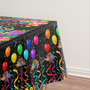 Happy Birthday Tablecloth Confetti Black Tischdecke