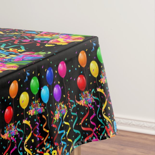 Happy Birthday Tablecloth Confetti Black Tischdecke (Beispiel)