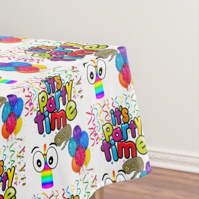 Happy Birthday Tablecloth It's Party Time Tischdecke (Beispiel)