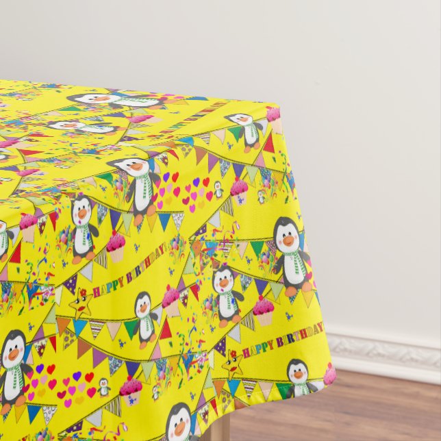 Happy Birthday Tablecloth Penguin Tischdecke (Beispiel)