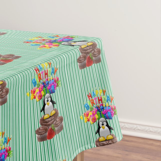 Happy Birthday Tablecloth Penguin Tischdecke (Beispiel)