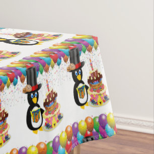 Happy Birthday Tablecloth Penguin Tischdecke