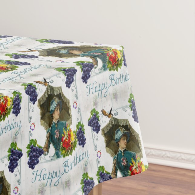 Happy Birthday Tablecloth Viktorianische Trauben Tischdecke (Beispiel)