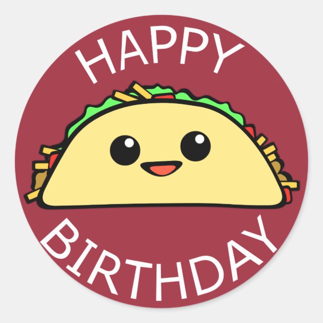 Happy Birthday Taco Runder Aufkleber (Vorderseite)