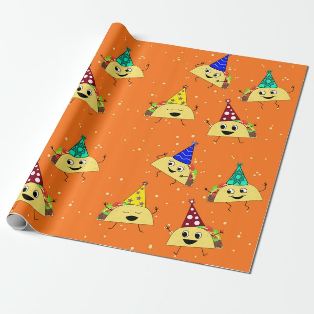 Happy Birthday Taco Wrapping Paper Geschenkpapier (Ungerollt)