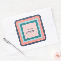 Happy Birthday Tags, Beachy Color Palette Quadrate