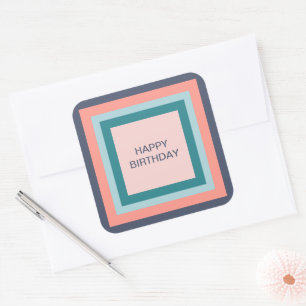 Happy Birthday Tags, Beachy Color Palette Quadrate Quadratischer Aufkleber