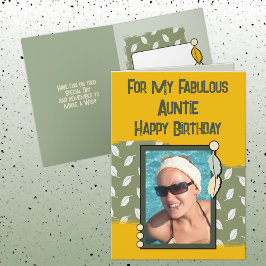 Happy Birthday tanttie Foto grün gelb Karte