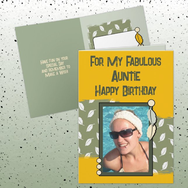 Happy Birthday tanttie Foto grün gelb Karte (Von Creator hochgeladen)