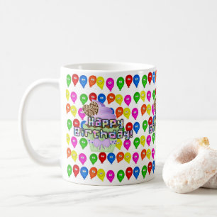 Happy Birthday Tasse Bunte Balloons Cupcake