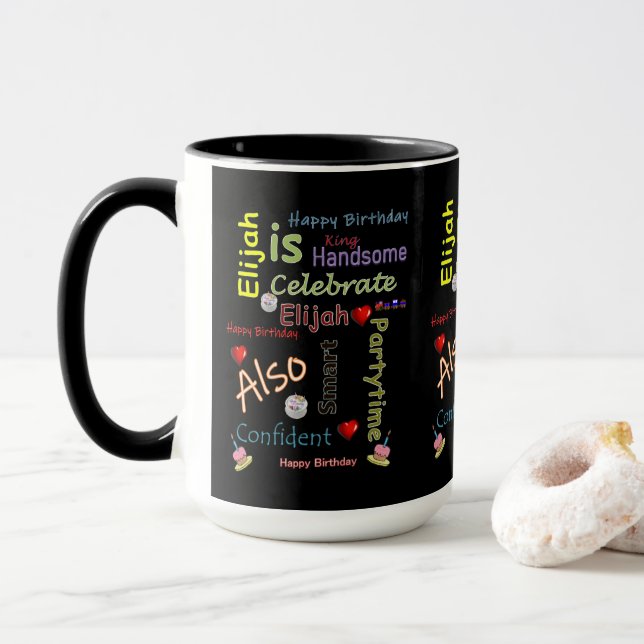 Happy Birthday Tasse Elijah (Mit Donut)