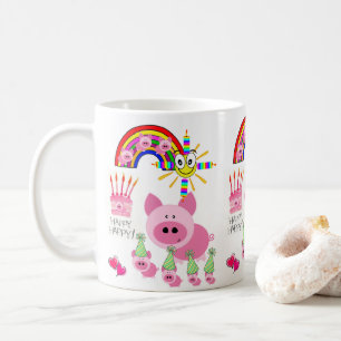 Happy Birthday Tasse Pink Pig