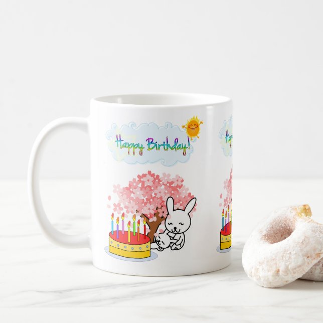 Happy Birthday Tasse Rabbit Cake Sun (Mit Donut)