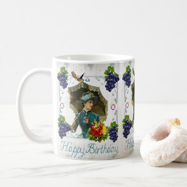 Happy Birthday Tasse Viktorianisch (Mit Donut)