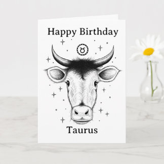 Happy Birthday Taurus Bull Hand-drawn Karte