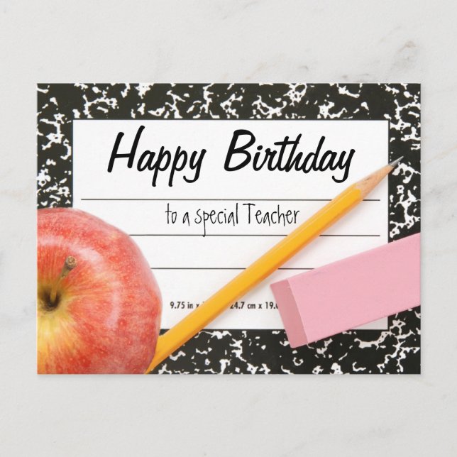 Happy Birthday Teacher Postcard Postkarte (Vorderseite)
