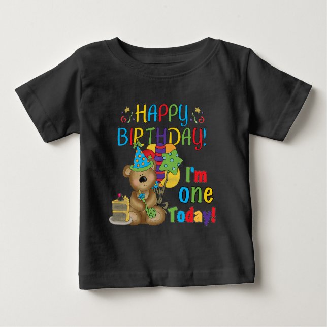 Happy Birthday Teddy Bär 1. T - Shirt und Geschenk (Vorderseite)